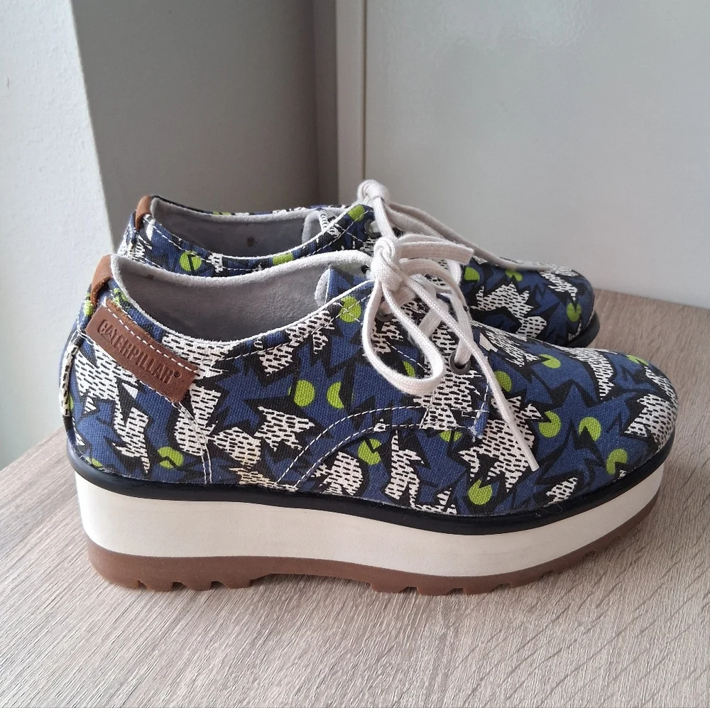 🌷 Caterpillar Retro Patterned Platform Sneakers 🐠🦋